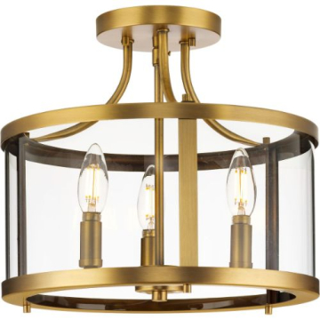 Progress Lighting Gilliam 3-Light Semi-Flush Mount - 120V - Vintage Brass