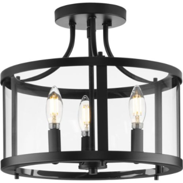 Progress Lighting Gilliam 3-Light Semi-Flush Mount - 120V - Matte Black