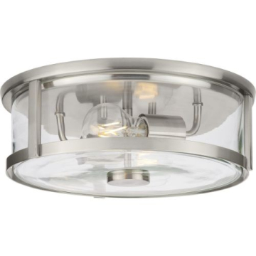 Progress Lighting Gilliam 2-Light Flush Mount - Clear Glass Shade - 120V - Brushed Nickel