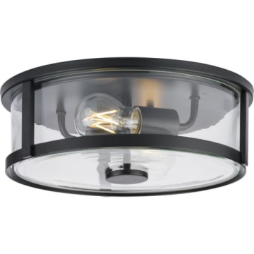 Progress Lighting Gilliam 2-Light Flush Mount - Clear Glass Shade - 120V - Matte Black