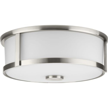 Progress Lighting Gilliam 2-Light Flush Mount - Frosted Glass Shade - 120V - Brushed Nickel