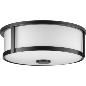 Progress Lighting Gilliam 2-Light Flush Mount - Frosted Glass Shade - 120V - Matte Black