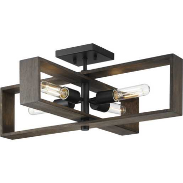 Progress Lighting Boundary 24" 4-Light Flush Mount - 120V - Matte Black