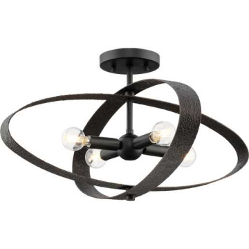Progress Lighting Allegheny 24" 4-Light Rustic Modern Semi-Flush Mount - 120V - Matte Black