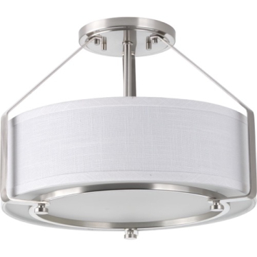 Progress Lighting Ratio 3-Light Semi-Flush Mount - 120V - Brushed Nickel