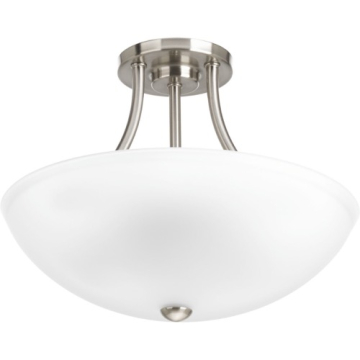 Progress Lighting Gather 2-Light Semi-Flush Ceiling Light - Convertible - 120V - Brushed Nickel