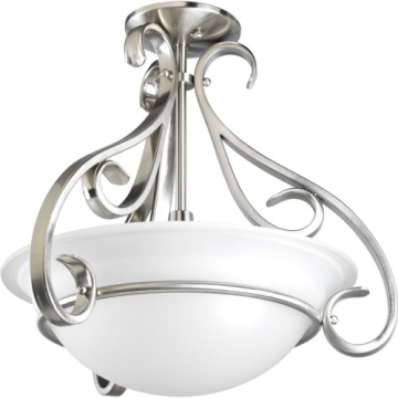 Progress Lighting Torino 3-Light Pendant / Semi-Flush Convertible - 120V - Brushed Nickel