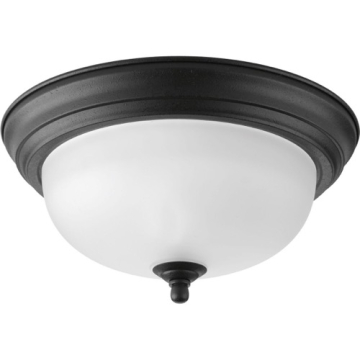 Progress Lighting Dome Glass CTC Flush Mount - Etched Glass - 120V - Forged Black