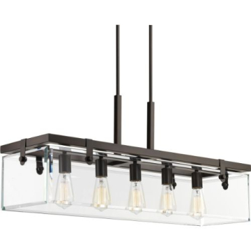 Progress Lighting Glayse 5-Light Linear Island Chandelier - 120V - Antique Bronze