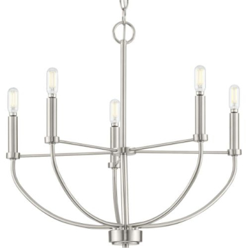 Progress Lighting Leyden 5-Light Chandelier - 120V - Brushed Nickel