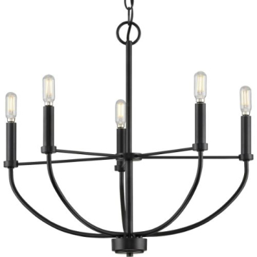Progress Lighting Leyden 5-Light Chandelier - 120V - Matte Black
