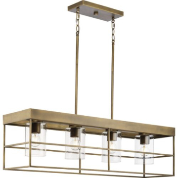 Progress Lighting Burgess 4-Light Linear Island Chandelier - 120V - Aged Bronze