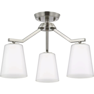 Progress Lighting Vertex 3-Light Etched White Convertible Chandelier - 120V - Brushed Nickel