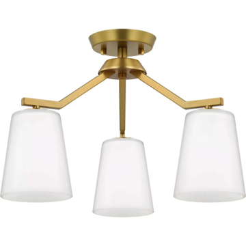 Progress Lighting Vertex 3-Light Etched White Convertible Chandelier - 120V - Brushed Gold