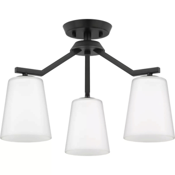 Progress Lighting Vertex 3-Light Etched White Convertible Chandelier - 120V - Matte Black