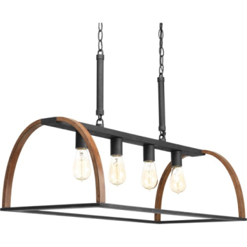 Progress Lighting Trestle 4-Light Linear Island Chandelier - 120V - Gilded Iron