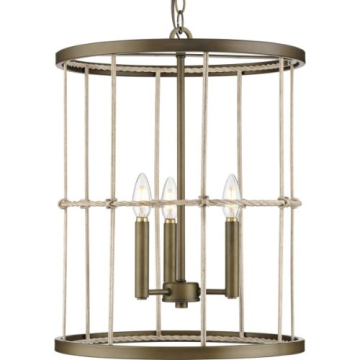 Progress Lighting Lattimore 3-Light Pendant - 120V - Aged Brass