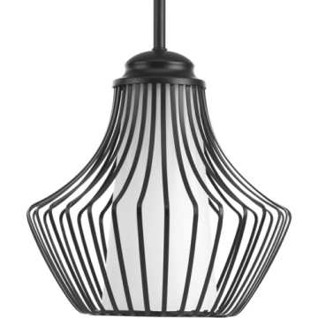 Progress Lighting Finn 1-Light Pendant - 120V - Matte Black