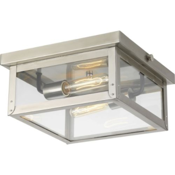 Progress Lighting Union Square 2-Light Outdoor Flush Mount - 120V - Stainless Steel