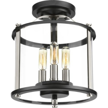 Progress Lighting Squire 3-Light Outdoor Semi-Flush Mount - 120V - Matte Black
