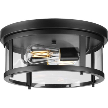 Progress Lighting Gunther 2-Light Outdoor Flush Mount - 120V - Matte Black