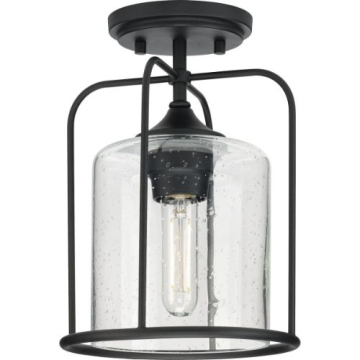 Progress Lighting Watch Hill 1-Light Outdoor Semi-Flush Mount - 120V - Textured Black
