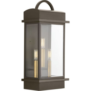 Progress Lighting Santee 3-Light Large Outdoor Wall Lantern - 120V - Antique Bronze