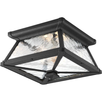 Progress Lighting Mac 2-Light Outdoor Flush Mount - 120V - Textured Black