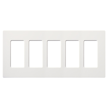 Lutron Claro Screwless Designer Wallplate - 5 Gang - Snow