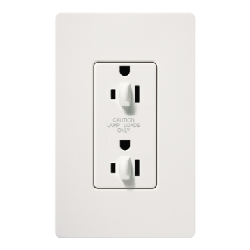 Lutron Claro 15A Tamper Resistant Receptacle - Dual Dimming - Snow