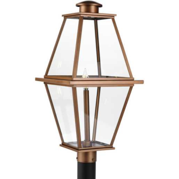 Progress Lighting Bradshaw 1-Light Outdoor Post Lantern - 120V - Antique Copper