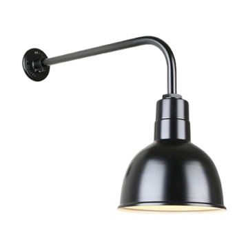 Hi-Lite 10" Deep Bowl Shade Gooseneck - 24" Curve Arm - 120V - Black