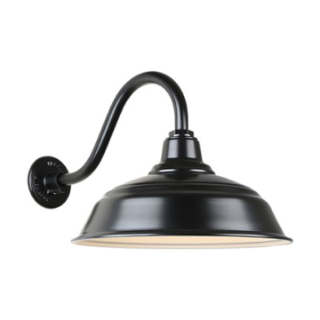 Hi-Lite 17" Curved Shade Gooseneck - 16" Small Loop Arm - 120V - Black