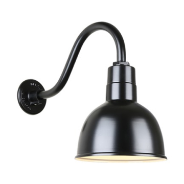 Hi-Lite 10" Deep Bowl Shade Gooseneck - 16" Small Loop Arm - 120V - Black
