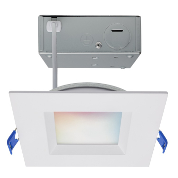 SATCO Starfish 4" Square Smart LED Regressed Downlight - 9W - Tunable White and RGB - 120V - White