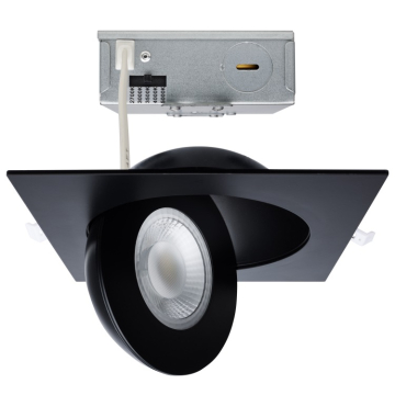 SATCO|NUVO LED Gimbal Downlight - 15W - 6" Square - CCT Selectable - 1400 Lumens - 120V - Black