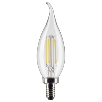 SATCO 4W CA10 LED Filament Lamp - Clear - E12 - 2700K - 350 Lumens - 120V - 2-Pack