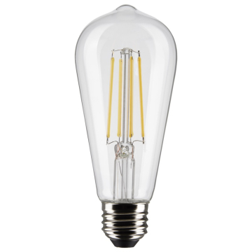 SATCO 8W ST19 LED Filament Lamp - Clear - E26 - 3000K - 800 Lumens - 120V