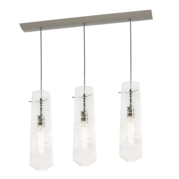 AFX Spun 3-Light Linear Pendant - 120V - Satin Nickel / Clear Glass