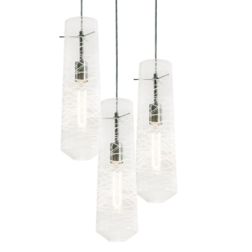 AFX Spun 3-Light Round Pendant - 120V - Satin Nickel / Clear Glass