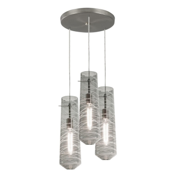 AFX Spun 3-Light Round Pendant - 120V - Satin Nickel / Smoke Glass