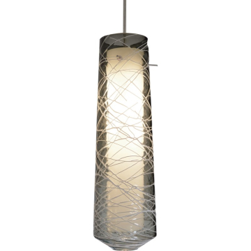 AFX Spun LED Pendant - 3000K - 120V - Satin Nickel / Smoke Glass