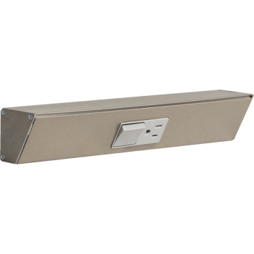 Task Lighting 12" Angled Power Strip - 1 White Single Receptacle / Switch - Satin Nickel