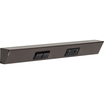Task Lighting 18" Angled Power Strip - 1 Black Duplex Receptacle - 2 Black Left Side Switches - Bronze
