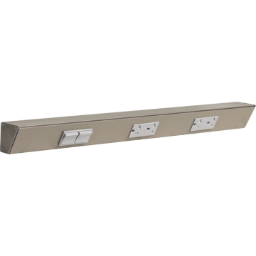 Task Lighting 24" Angled Power Strip - 2 Gray Duplex Receptacles - 2 Gray Left Side Switches - Satin Nickel