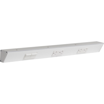 Task Lighting 24" Angled Power Strip - 2 White Duplex Receptacles - 2 White Left Side Switches - White