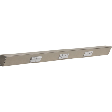 Task Lighting 30" Angled Power Strip - 2 Gray Duplex Receptacles - 2 Gray Left Side Switches - Satin Nickel