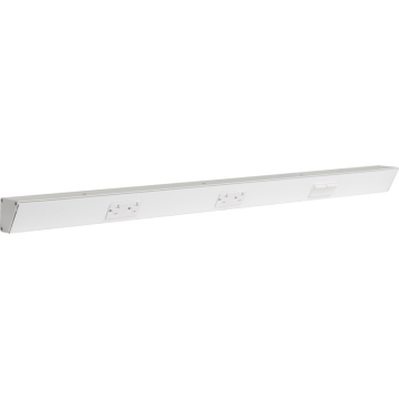 Task Lighting 36" Angled Power Strip - 2 White Duplex Receptacles - 2 White Right Side Switches - White