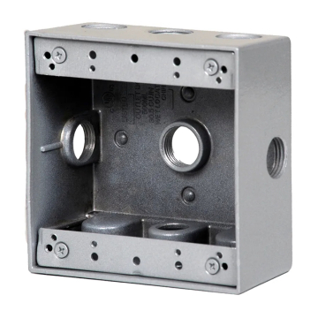 Westgate Two-Gang Weatherproof Box - 1/2" Trade Size - 5 Outlet Holes with Side Outlets