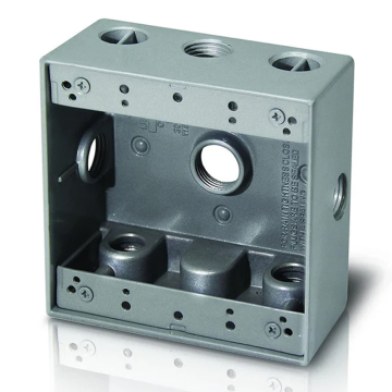 Westgate Two-Gang Weatherproof Box - 1/2" Trade Size - 7 Outlet Holes with Side Outlets